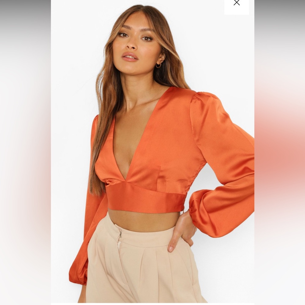 Boohoo Satin Crop Top